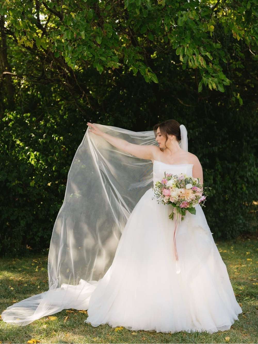 Sparkly Tulle Bridal Veil with Beaded Trim in Sheer White - Wedding Accessory